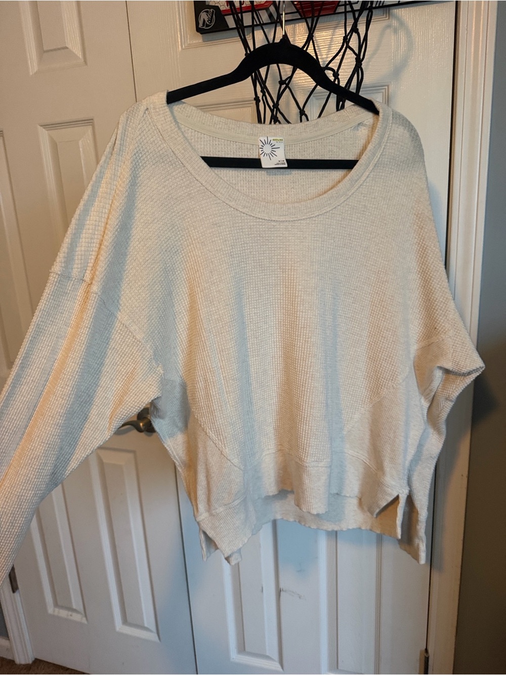 aerie Waffle Knit Crewneck Sweater - Beige